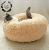 Round Plush Cat Bed Pillow For Cats & Dogs