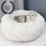 Round Plush Cat Bed Pillow For Cats & Dogs